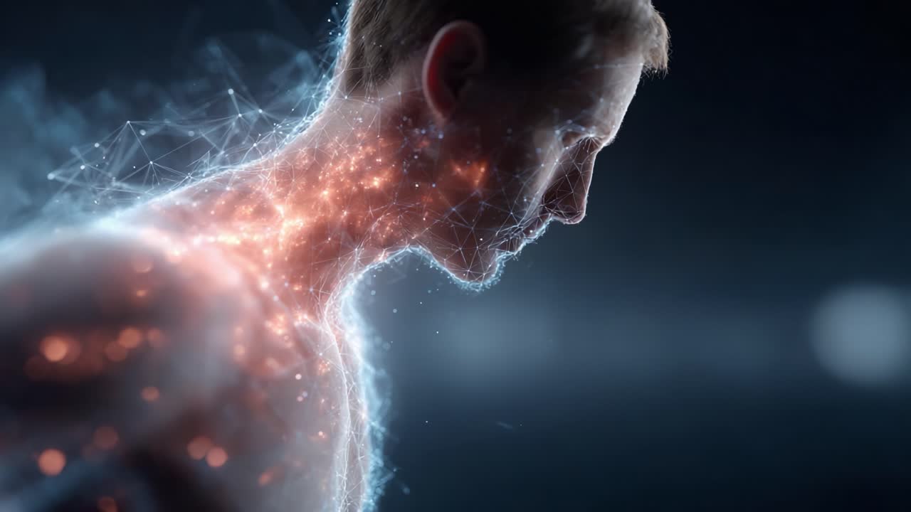 A Surreal Exploration of Transformation: A Human Figure Embodying Light and Energy, Illustrating the Fusion of Technology and Humanity in a Dreamlike Atmosphere