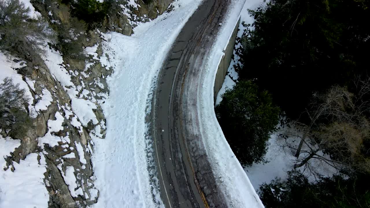 Lift Off from Snow Covered Angeles Crest Highway