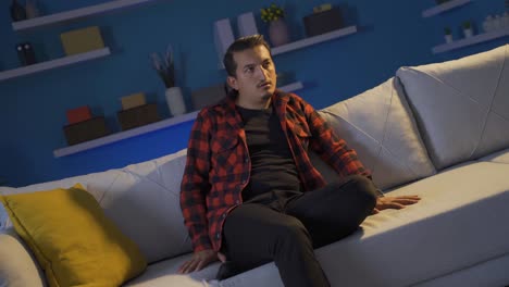 the man who looks around in fear.
