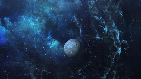 4k un planeta rodeado de nubes nebulosas nubes nebulosas azules en el universo