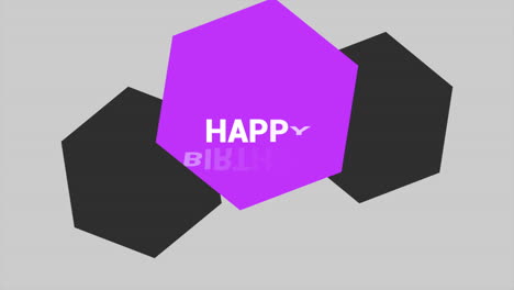Happy-Birthday-with-purple-and-black-hexagons-on-white-modern-pattern
