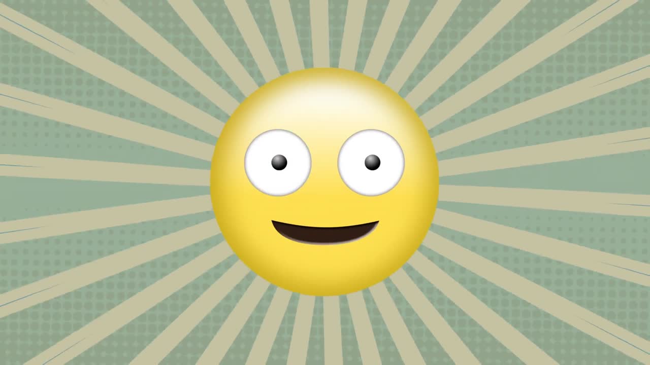 Animation of winking face with tongue emoji against blue radial ...