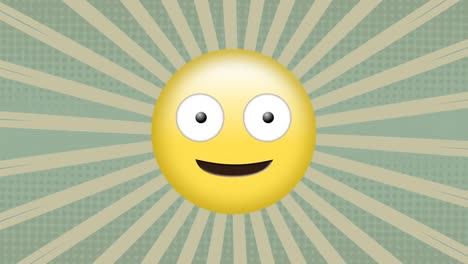Animation-of-winking-face-with-tongue-emoji-against-blue-radial-backgrouns-with-copy-space