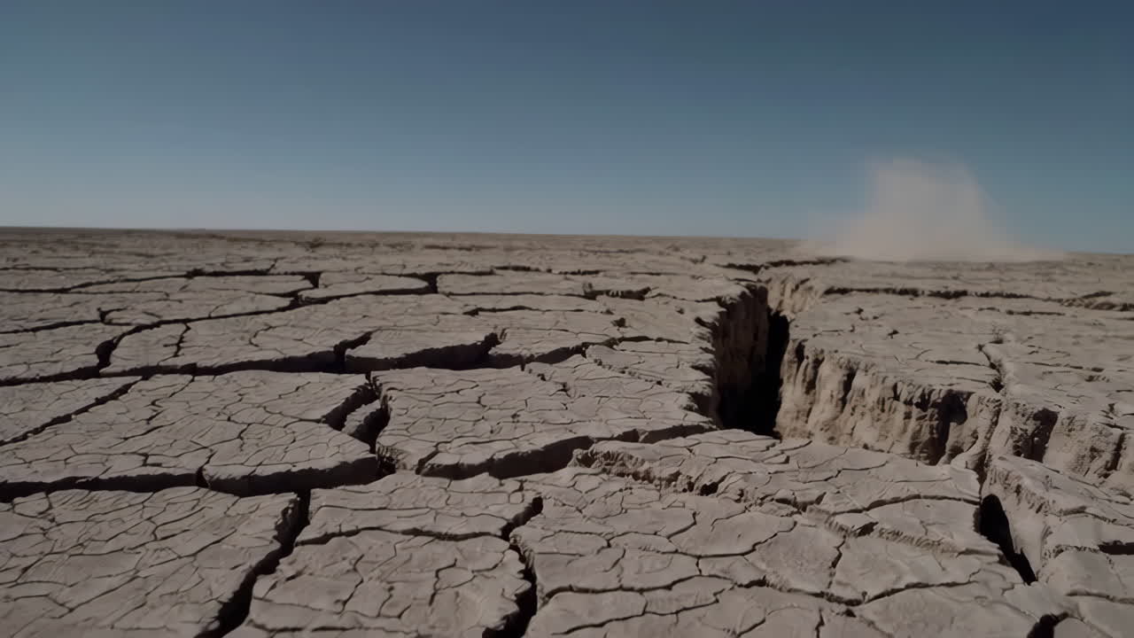 Cracked Earth Fissure in Arid Landscape