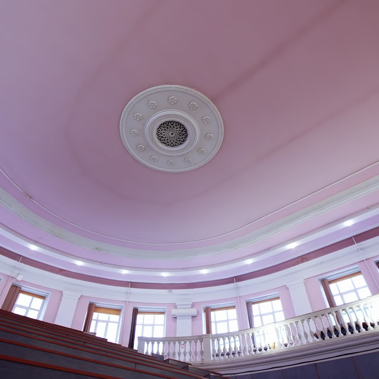 Big empty education room at university. Indoor college modern lecture hall
