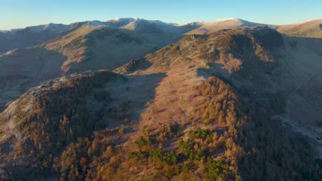 frosted mountains bathed in early morning autumn sunshine