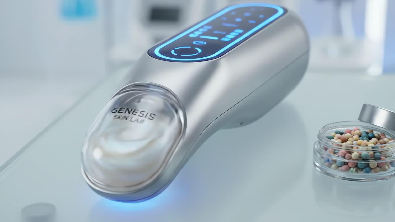 Appareil de soin moderne distribuant de la crème dans un laboratoire scientifique