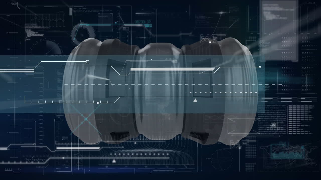 анимация обработки данных на фоне вращающихся зубчатых колес