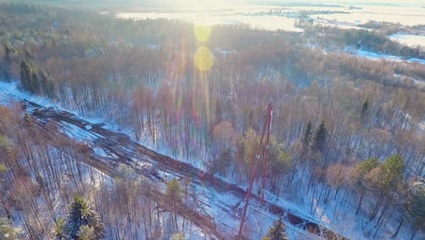 installing electric towers in winter. power engineering. energy industry