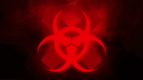 Red-virus-and-cross-on-black-background-with-interference