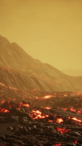 lava flowing on a desert planet