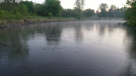 misty river at sunrise