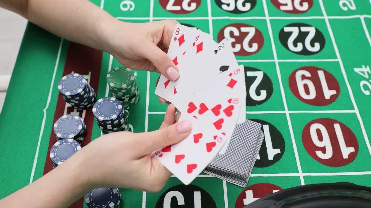 Casino Game with Cards and Chips
