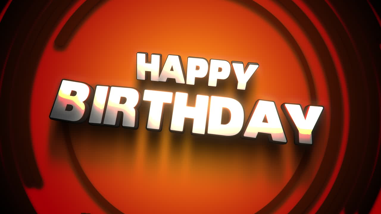 texto moderno de feliz cumpleaños en patrón de círculos naranjas