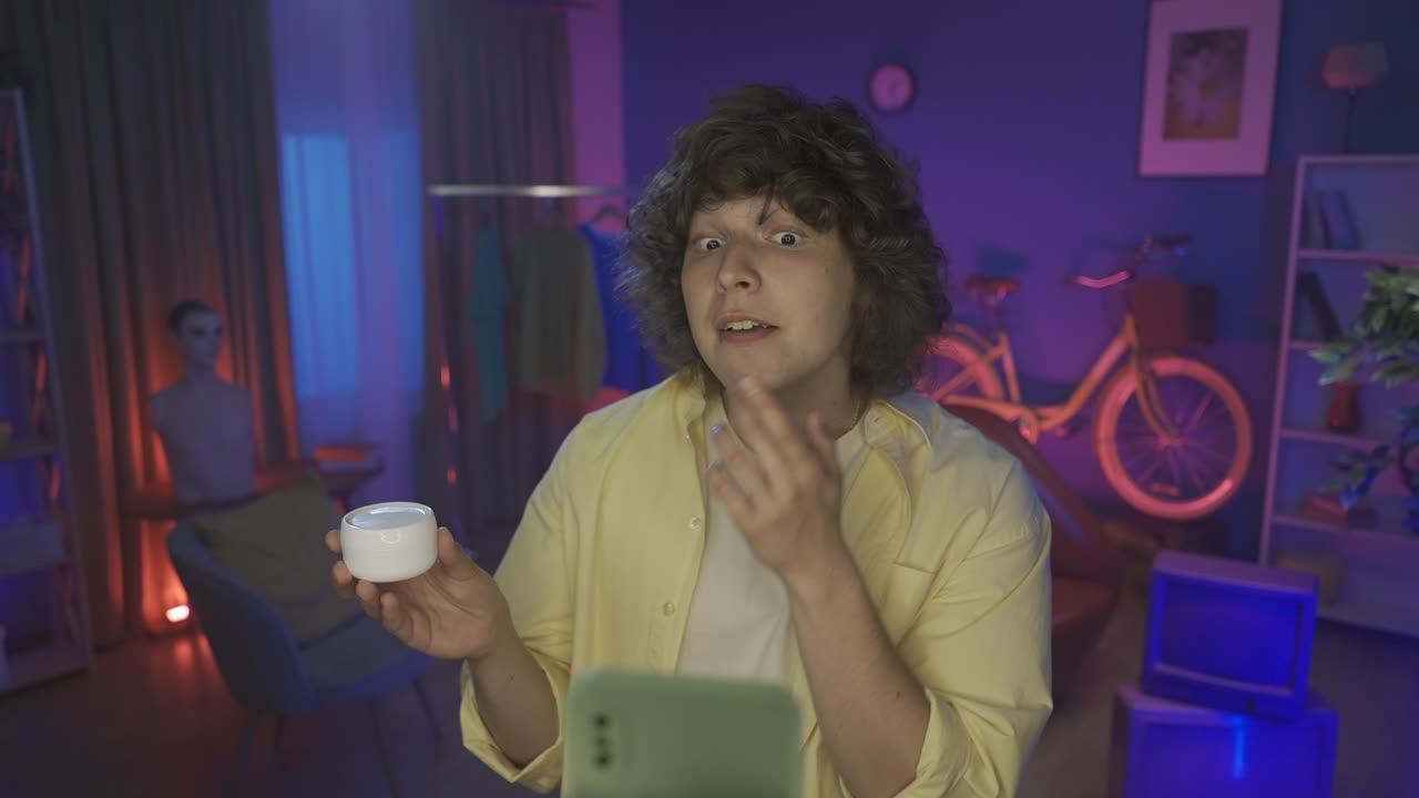 Young Man Reviews Face Cream