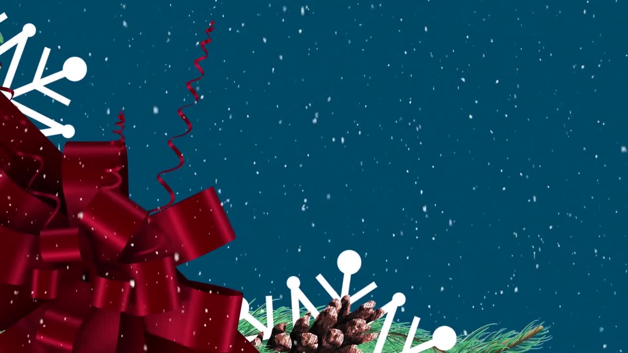 animación de nieve cayendo y árbol de navidad sobre fondo azul