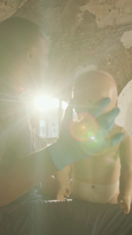 First Aid Training with a Baby Doll Mannequin