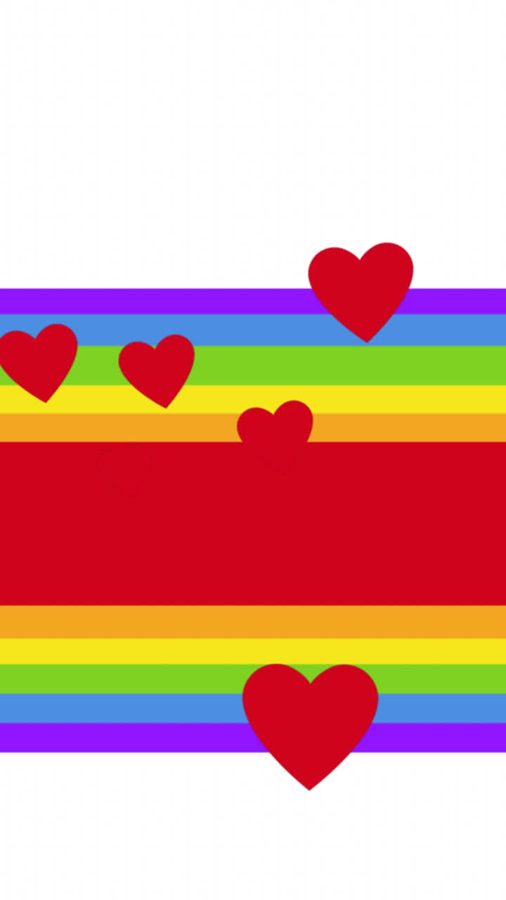 animación de corazones cayendo sobre el arco iris