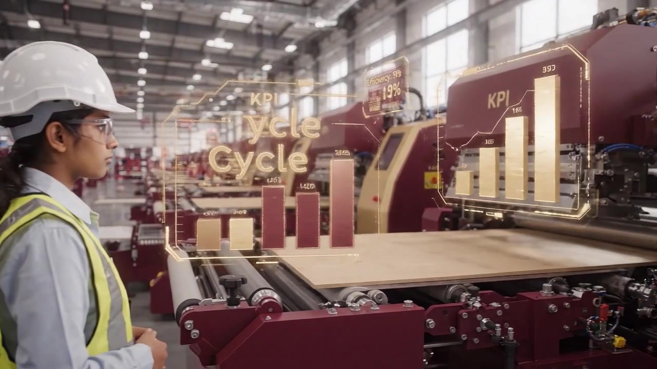 Female Engineer Monitoring Factory Machinery with Augmented Reality Data