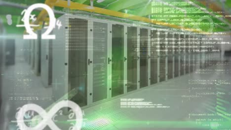 animación del procesamiento de datos a través de servidores informáticos