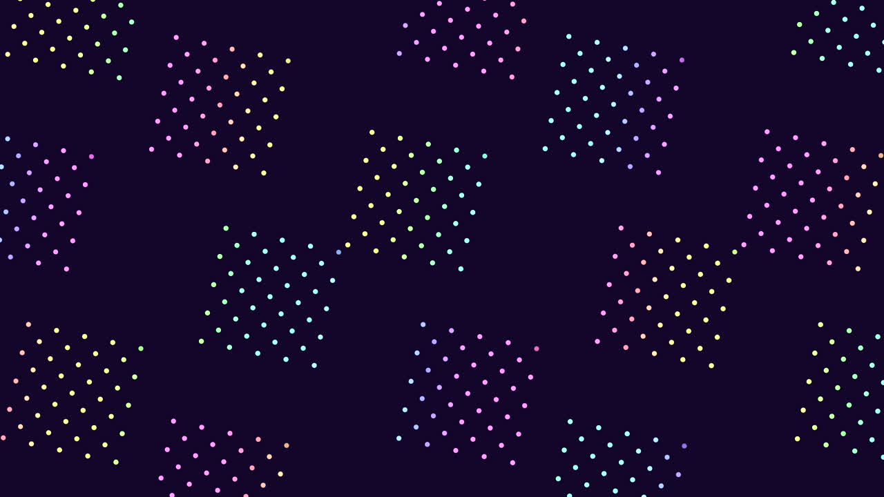 patrón de cuadrados de arco iris de neón en filas de puntos de led en el degradado negro