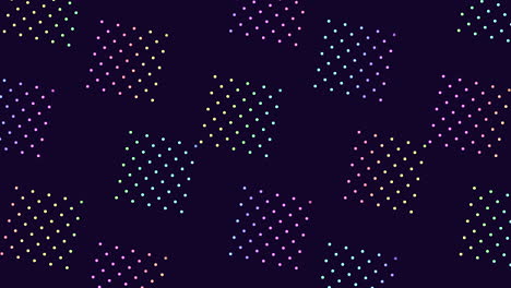 patrón de cuadrados de arco iris de neón en filas de puntos de led en el degradado negro