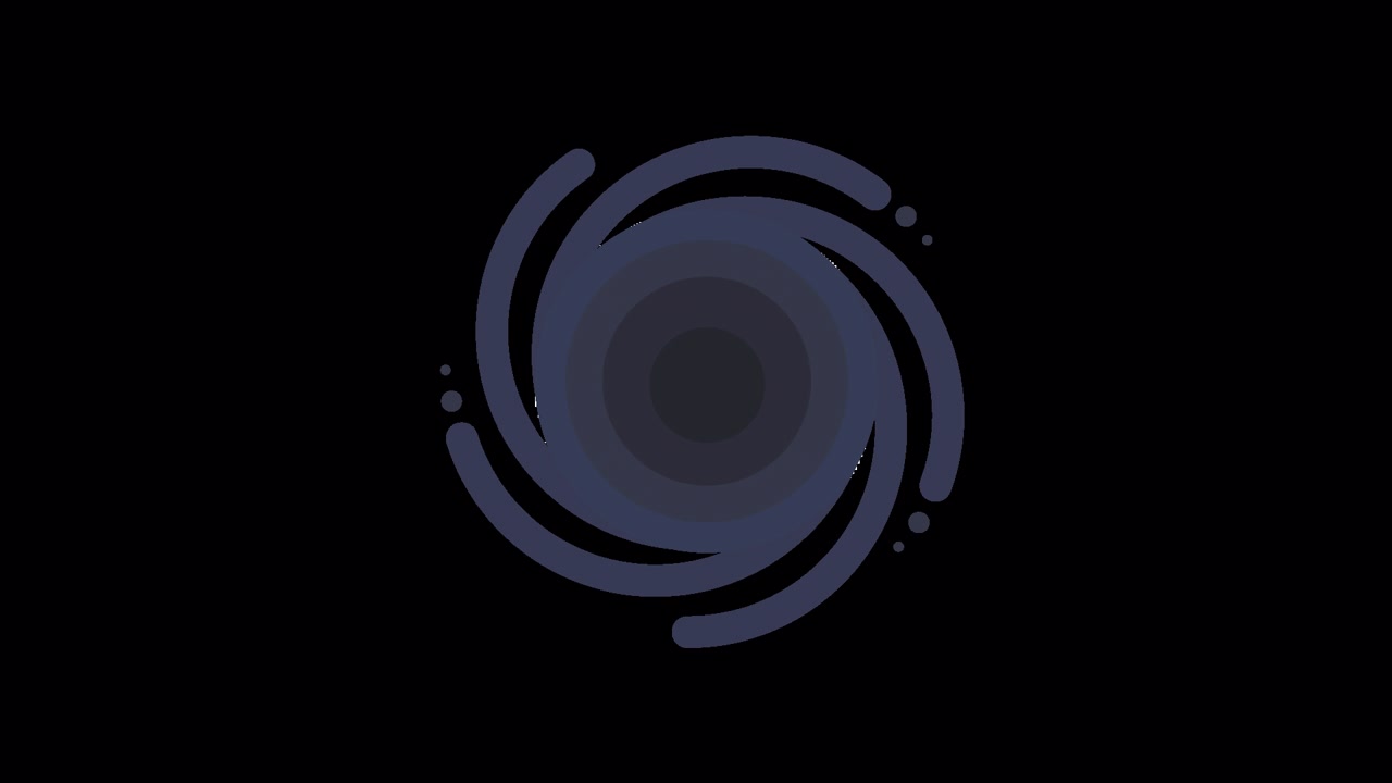 Abstract Dark Blue Swirling Vortex Animation on Black Background