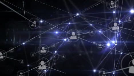 animation of computer circuit board and network of connections