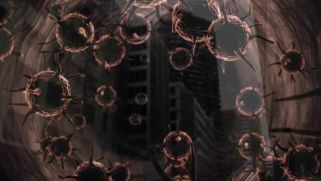 анимация коричневого коронавируса, плавающего