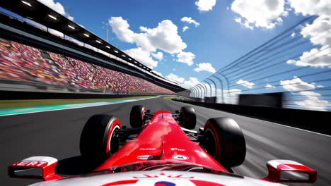 Formula 1 Racing Car on the Track with Fans