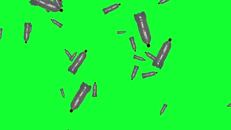 group of plastic bottles animation, editable green screen -chroma key seamless loop