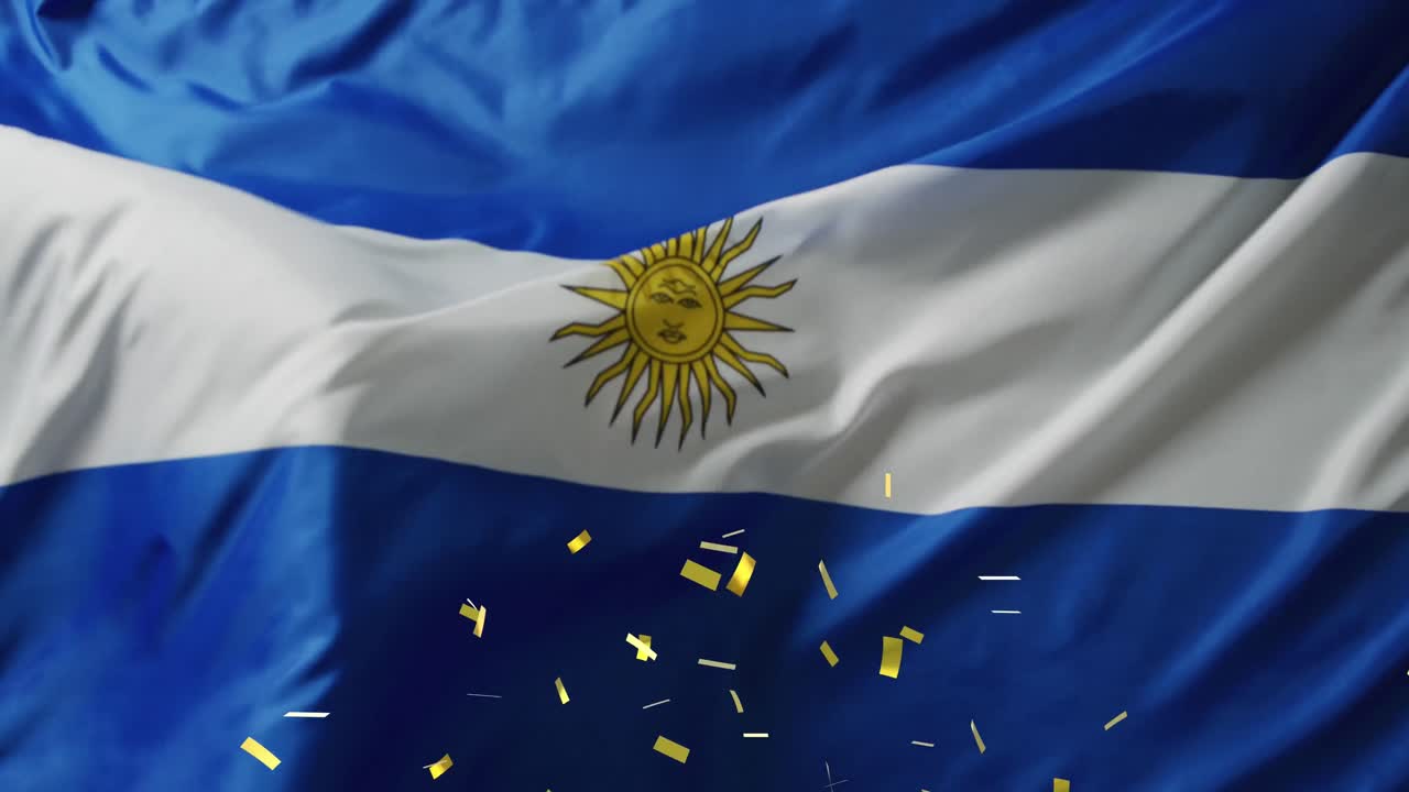 animación de confeti sobre la bandera de la argentina.