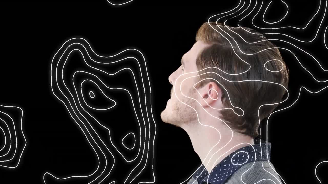 코카시안 사업가 위에 움직이는 모양의 애니메이션