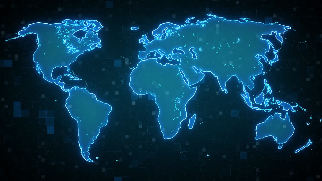 mapa del mundo digital holograma fondo abstracto de la interfaz de hud digital futurista muestra renderización en 3d