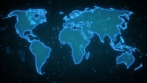 digital world map hologram abstract background of digital futuristic hud interface display 3d rendering