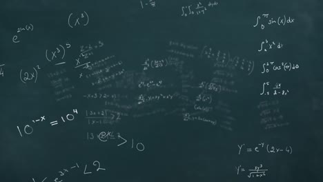 animation of mathematical equations over black background