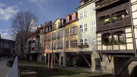 famous merchants bridge in historical district of erfurt city, thuringia