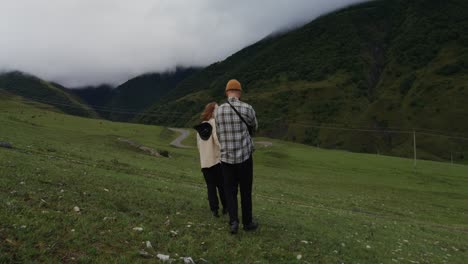 couple hiking in the mountains