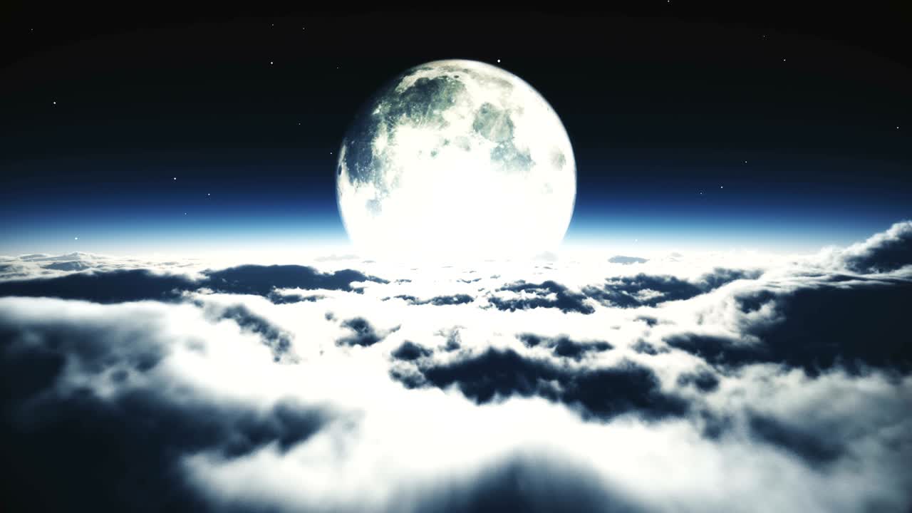 구름과 달에서 날아가는 꿈 4k