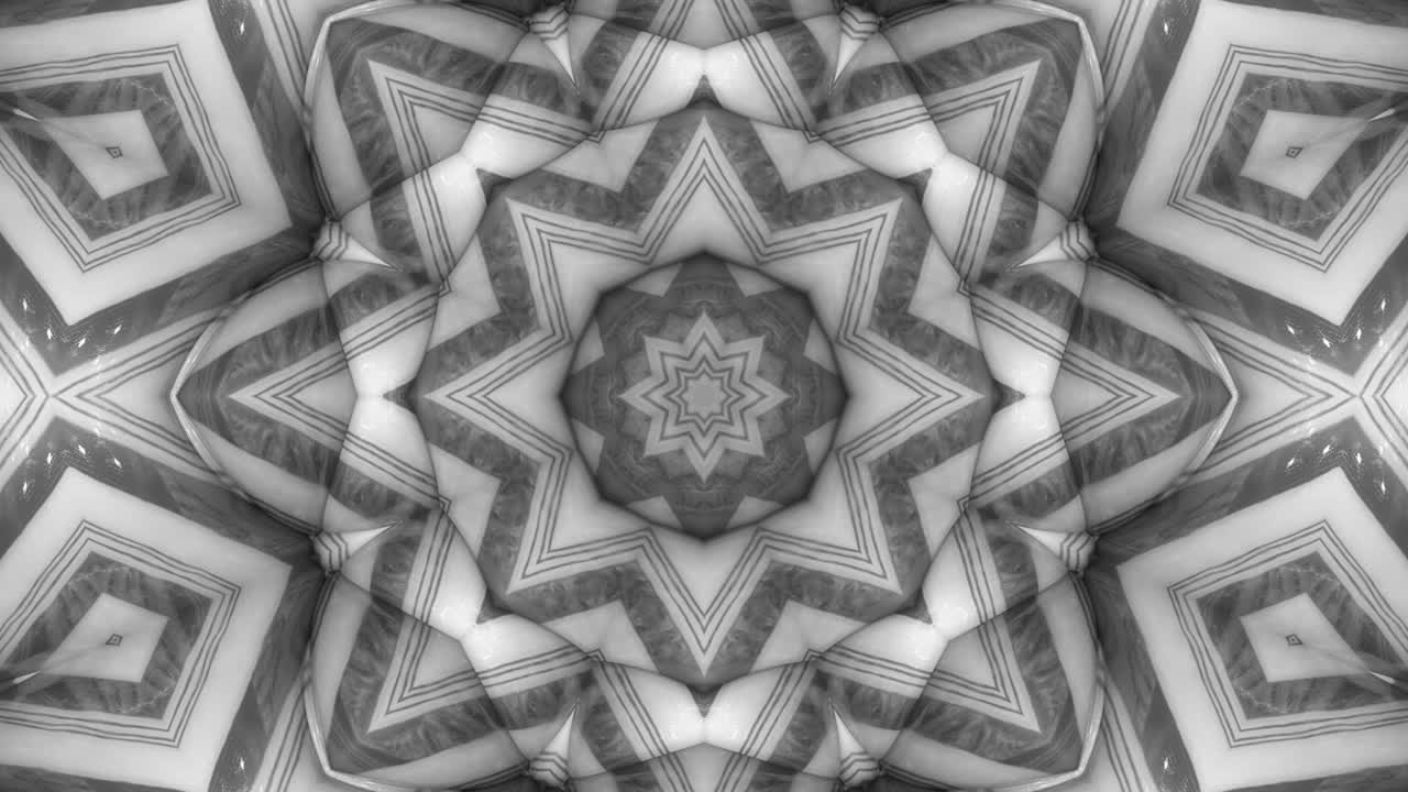 3d en bucle abstracto ornamentado fondo decorativo. hipnótico kaleidoscopio a rayas.