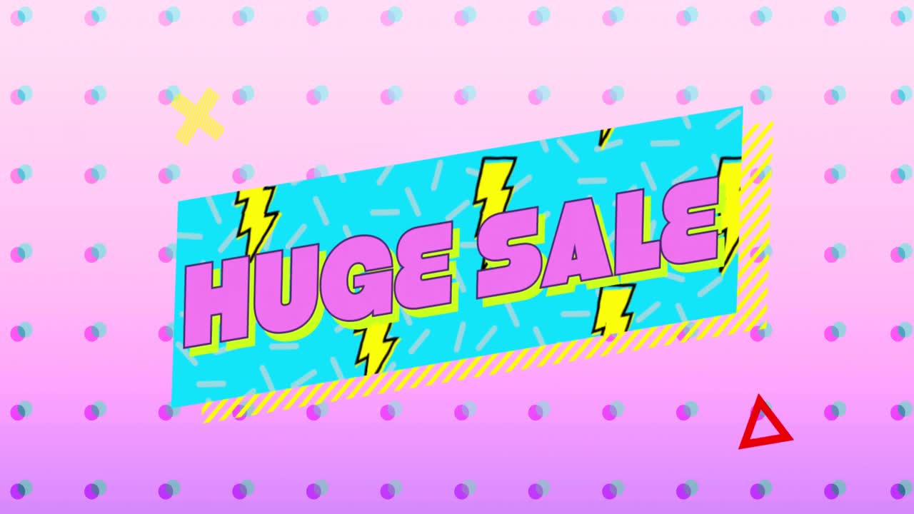 분홍색 배경에 터키즈색 배너로 거대한 판매 그래픽