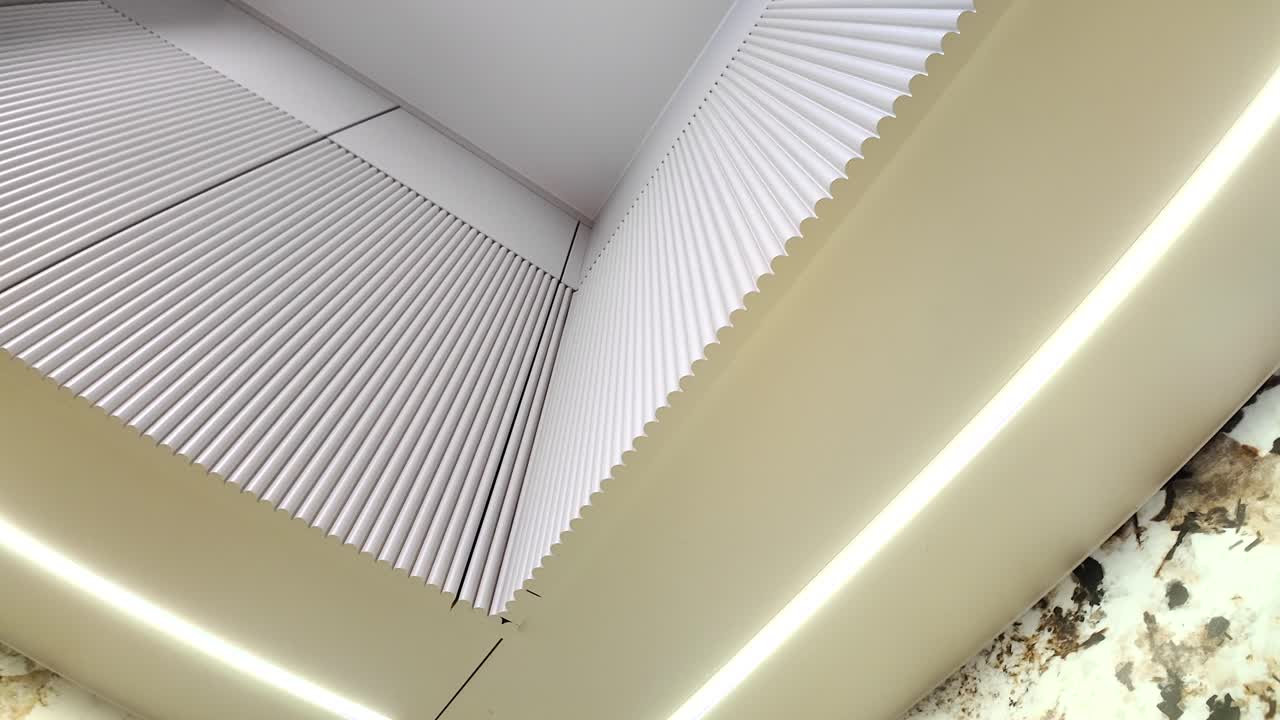 armarios de cocina modernos y grabados con iluminación led, vista panorámica