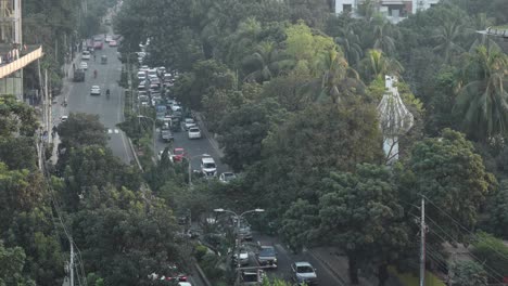 busy city street with traffic jam