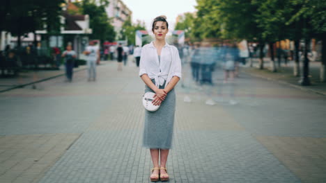 woman on a busy city street