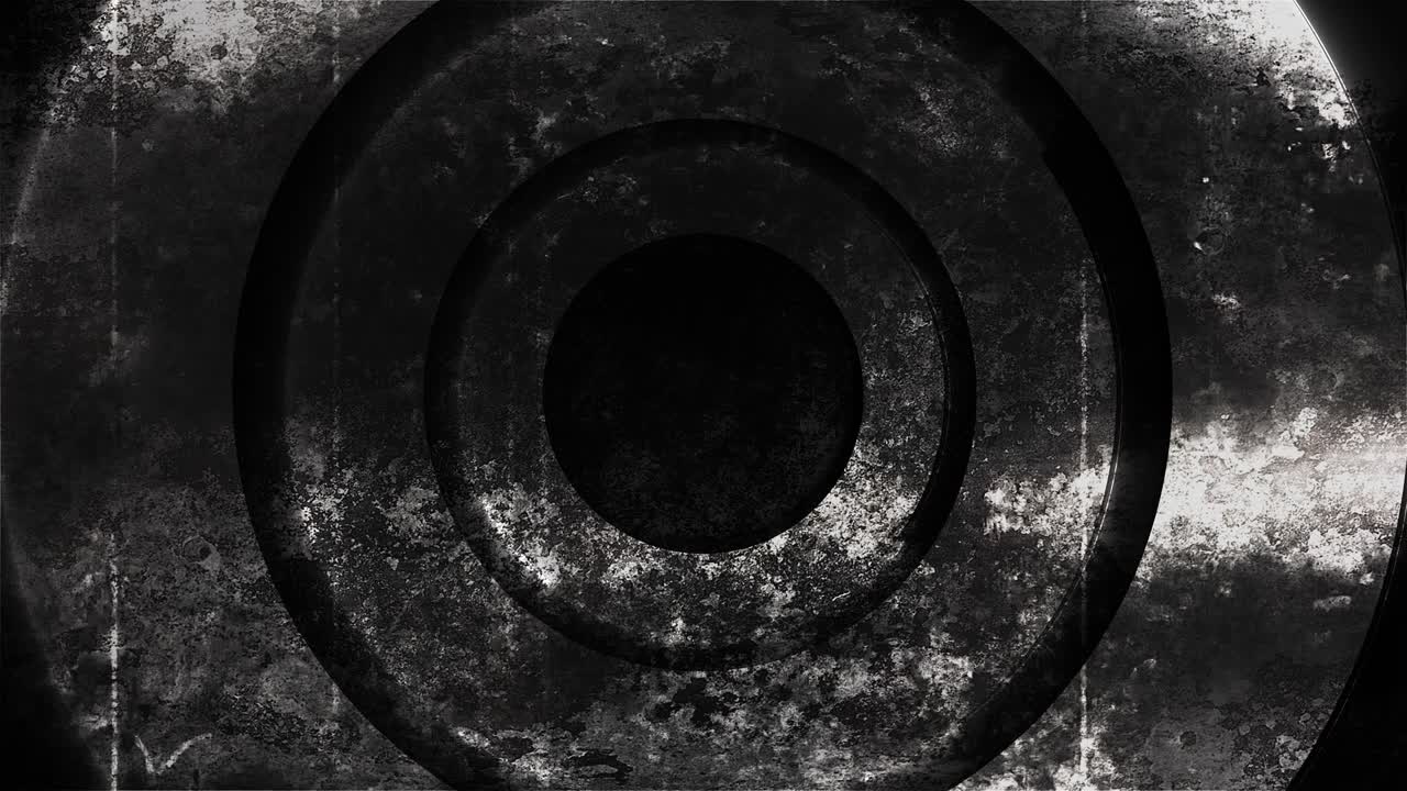 그런지 메탈 서클 (grunge metal circles) 은 3d 렌더링을 통해 컴퓨터에 의해 생성된 배경으로 조명과 함께 추상화됩니다.