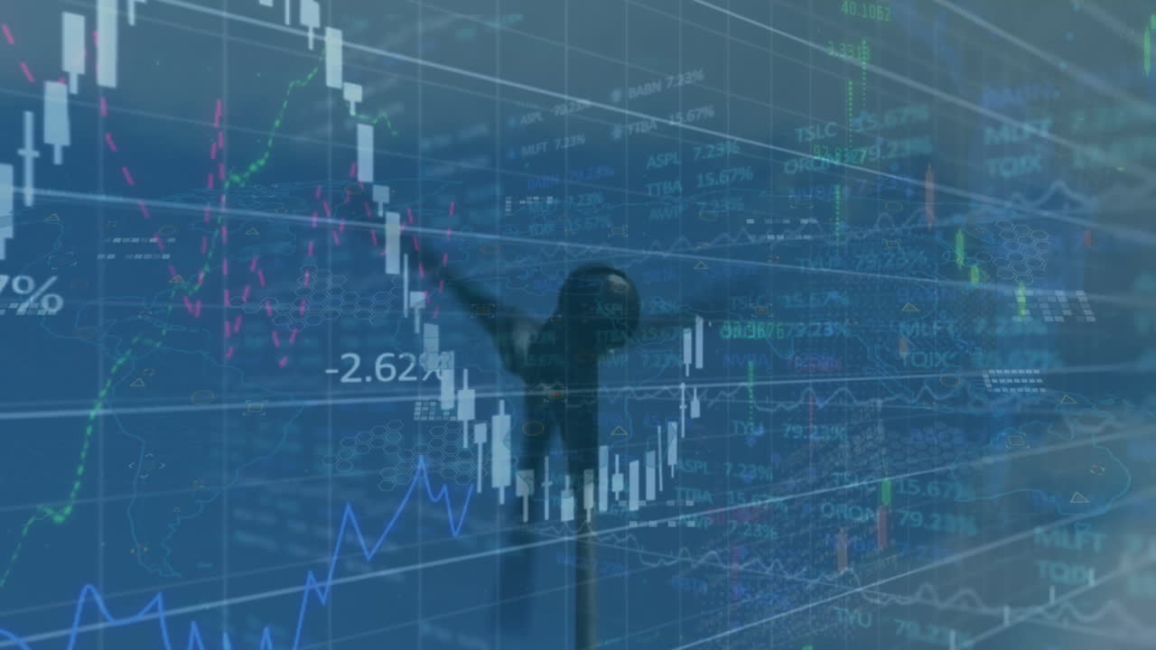 풍력 터빈을 통해 금융 데이터 처리의 애니메이션