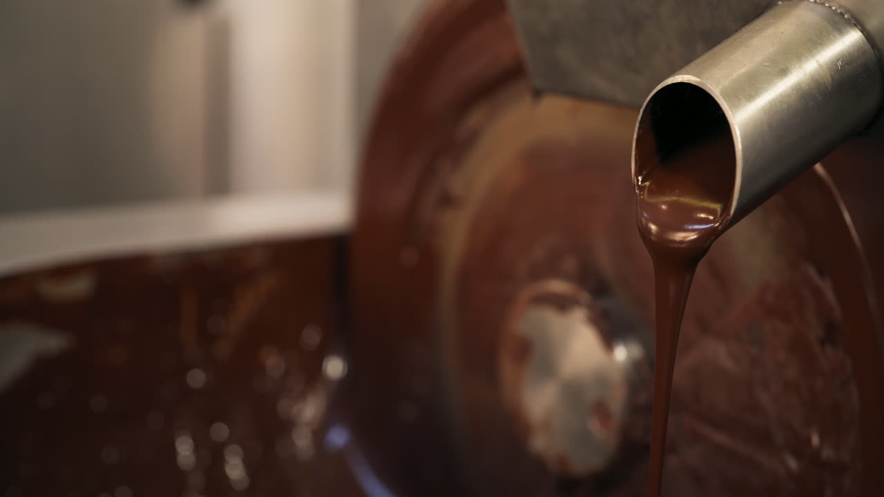 Close up shot of a chocolate-making machine, interior