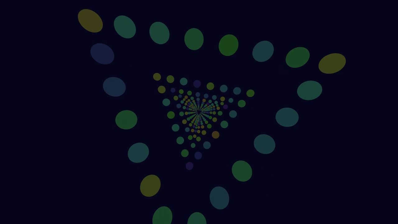 Vibrante motivo geometrico triangolare a punti colorati su sfondo scuro