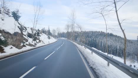 driving in beautiful winter scenery in germany