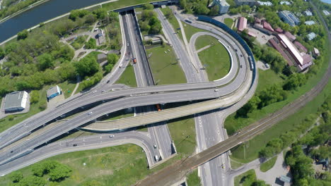 aerial view of a freeway intersection